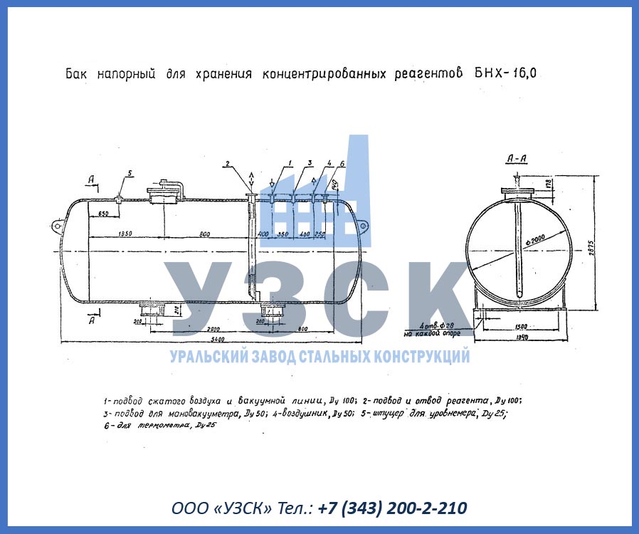 чертеж бака напорного БНХ-16